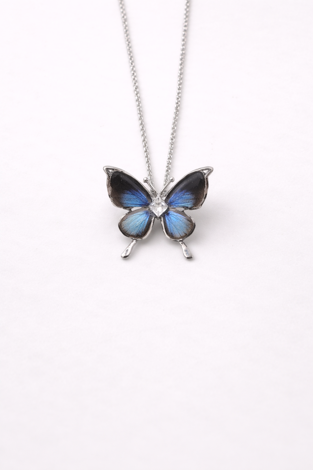 real butterfly necklace azure rebirth blue handmade jewelry