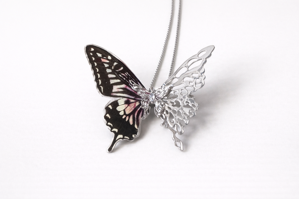 real butterfly necklace half light handmade jewelry australia